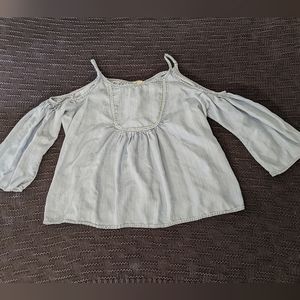Cato Cold Shoulder Tencel Chambray Boho Top Sz 22/24W